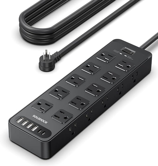 Solidock Flat Plug Power Strip Surge Protector by Unknown