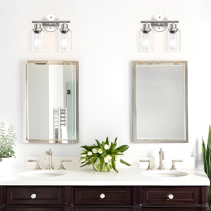 Guliaofo 2-Light E26 Bathroom Light Fixtures, Modern Brushed Nickel Vanity - Image 6