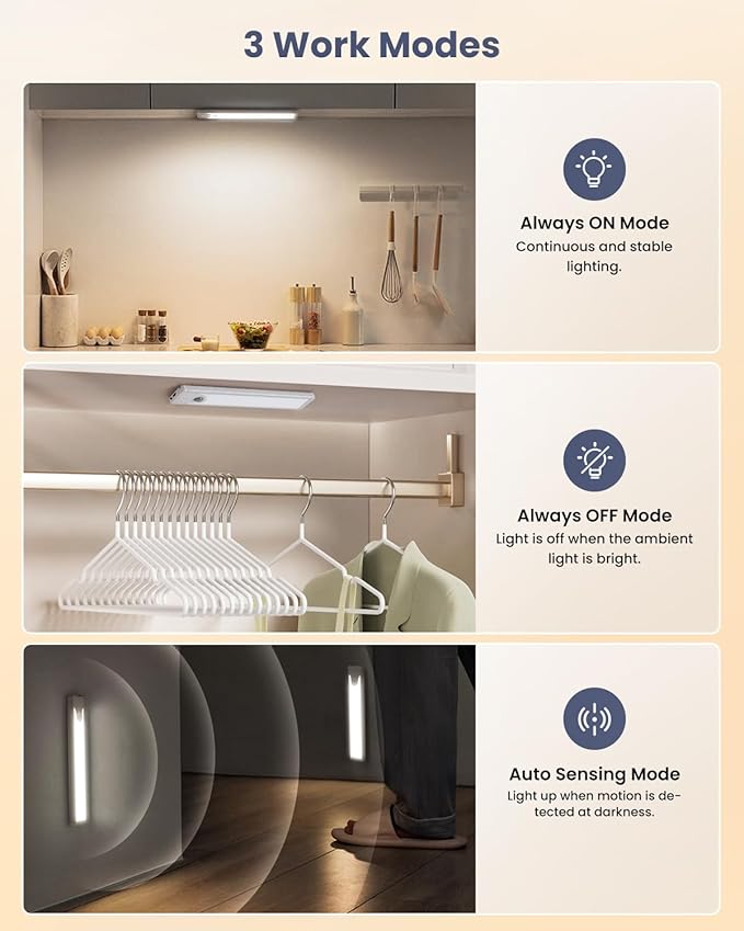 Pak 16 Inch Under Counter Cabinet Lighting, 83 LED Battery Operated Motion - Image 3