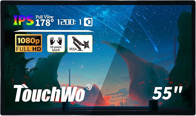 TouchWo 55" Interactive Touchscreen Monitor, Smart Board FHD 1080P Display by TouchWo