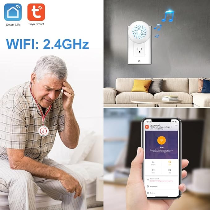 SINGCALL Tuya Caregiver Pager Smart Wireless Calling System WiFi SOS Emergency - Image 6