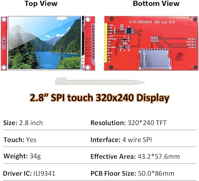 Hosyond 2.8 Inches TFT LCD Touch Screen Shield Display Module 320x240 SPI - Image 2