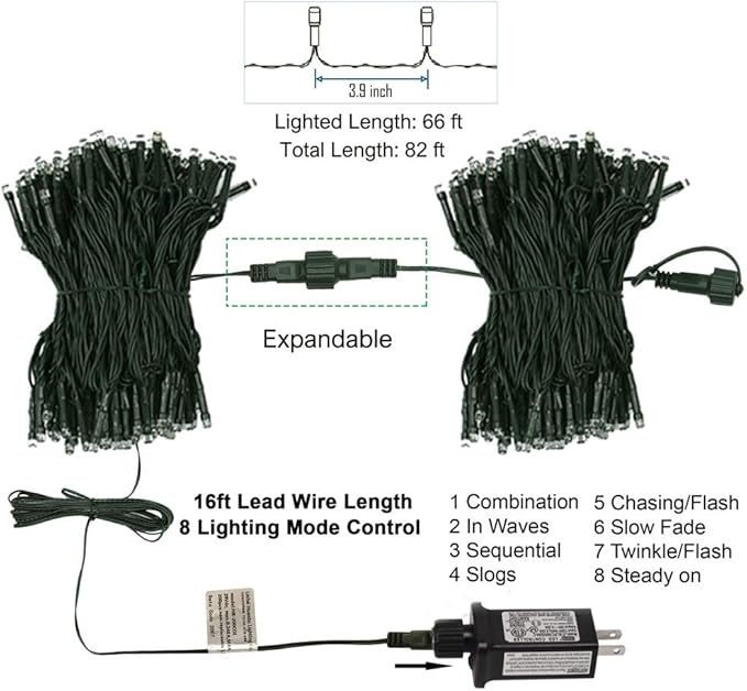 HOME LIGHTING 200 LED 66FT Christmas String Lights, St Patricks Day Fairy Lights - Image 5