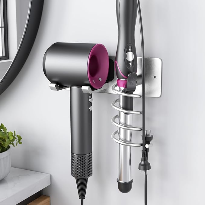 Tindbea Hair Dryer Holder + Curling Iron Holder, Blow Dryer Holder Wall Mount by Tindbea