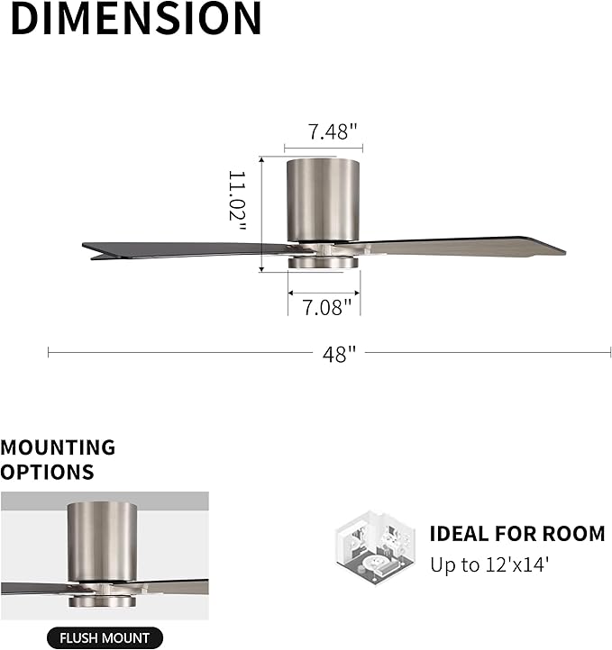 WINGBO 48" DC Flush Mount Ceiling Fan - Image 5