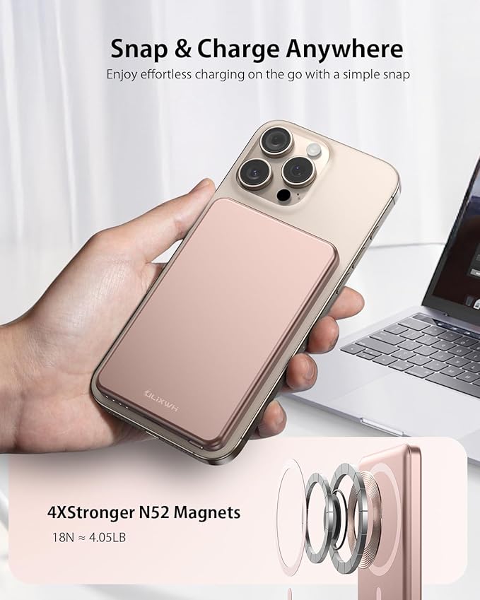 ULiXWH for Magsafe Portable Charger for iPhone, 2025 Upgrade 5000mAh Fast - Image 5