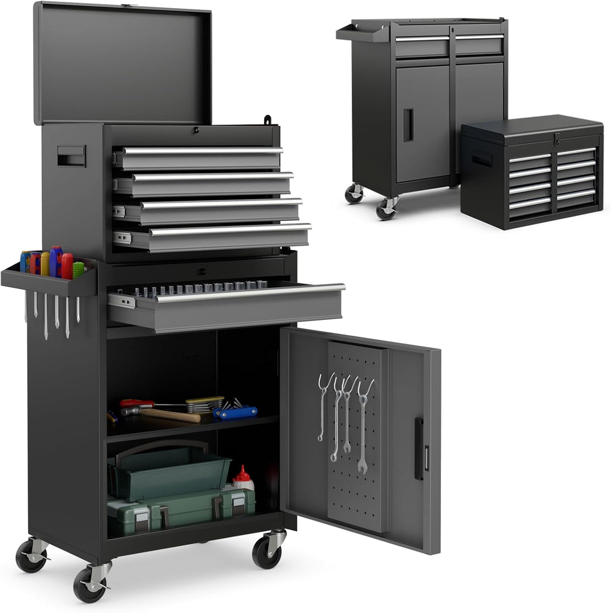 ironmax 2-in-1 detachable rolling metal tool chest, 5, main product view