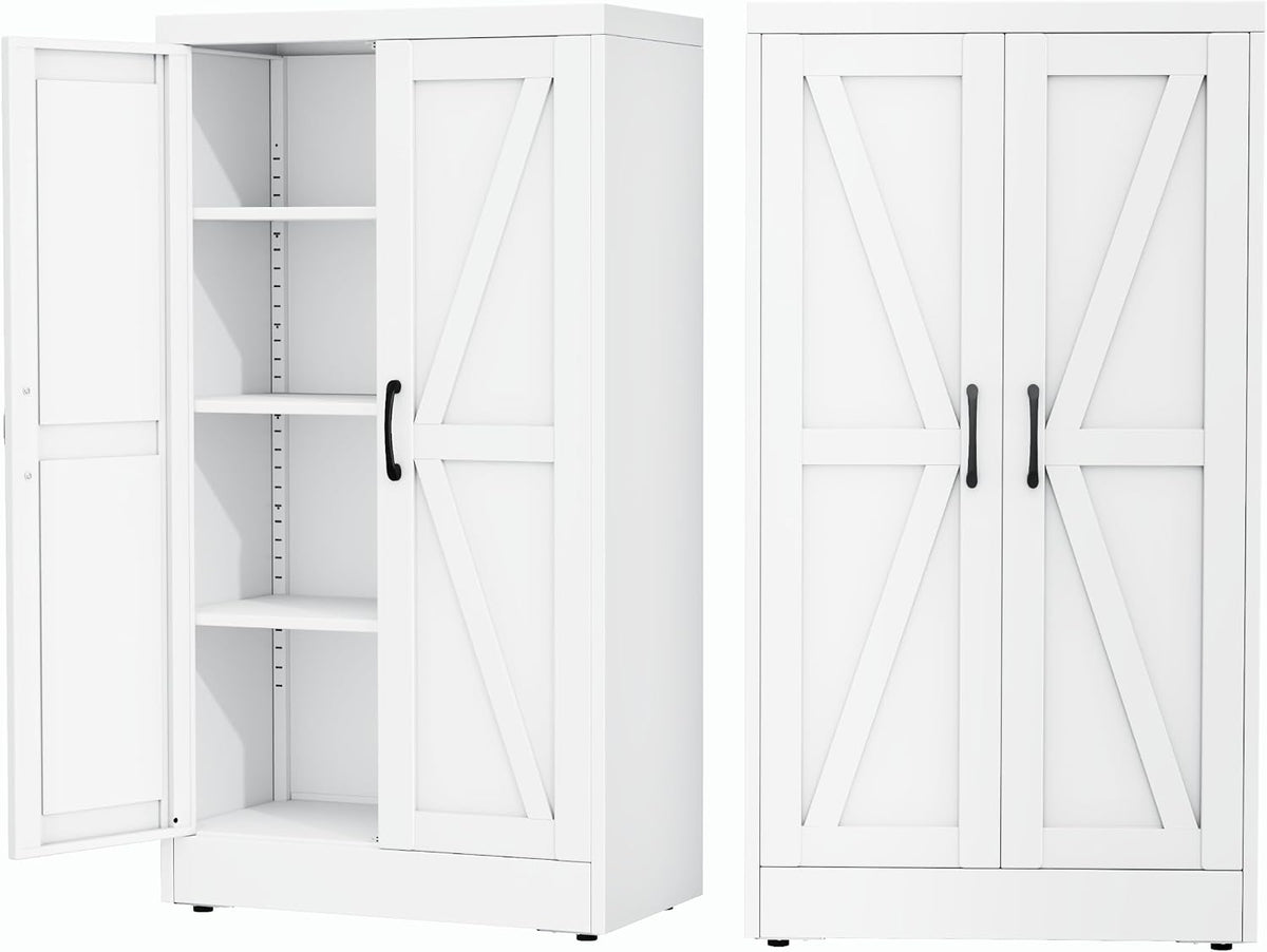 ckzbx white metal cabinets with doors and shelves, main product view
