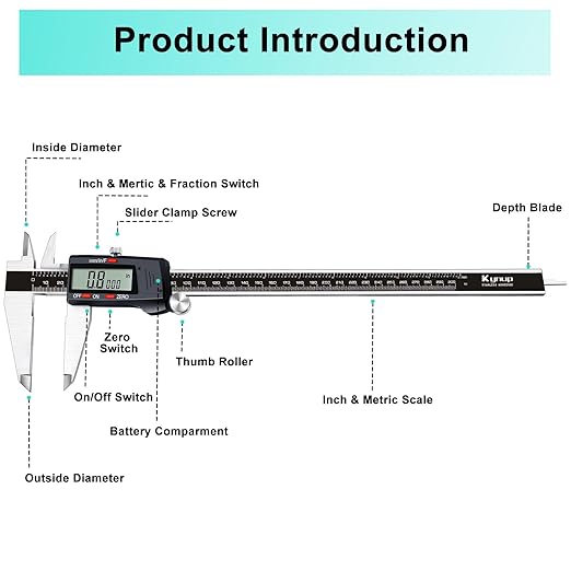 Kynup Micrometer Caliper Tool, 12Inch Digital Caliper, Vernier Caliper - Image 7