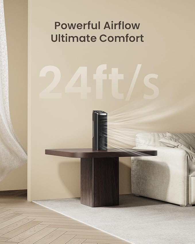 PNTCK Fan for Bedroom, 4 Modes 4 Speeds Max 24ft/s, 70° Oscillating Desk Fan - Image 3