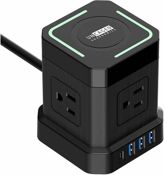 Uncaged Ergonomics Wireless Charger Cube Power Strip by UncagedErgonomics