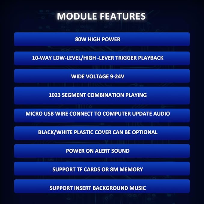 80W Vocie Playback Module, CH358D Low Lever Trigger 8MB DC 9-24V Sound Board - Image 3