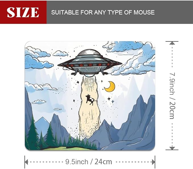 Design - UFO Square Mouse pad, Waterproof, Anti Slip Rubber Base, Computer - Image 2
