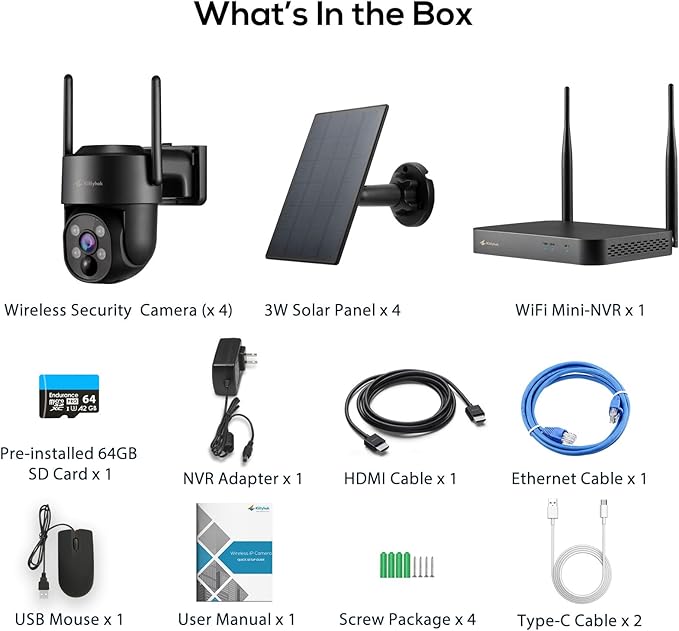 Kittyhok Black Solar Security Cameras Wireless Outdoor System, 5G/2.4G WiFi - Image 8