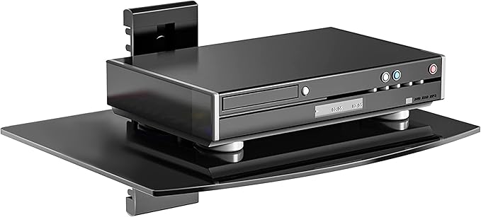 suptek Glass Floating Shelf, 1 Tier Media Shelf by suptek