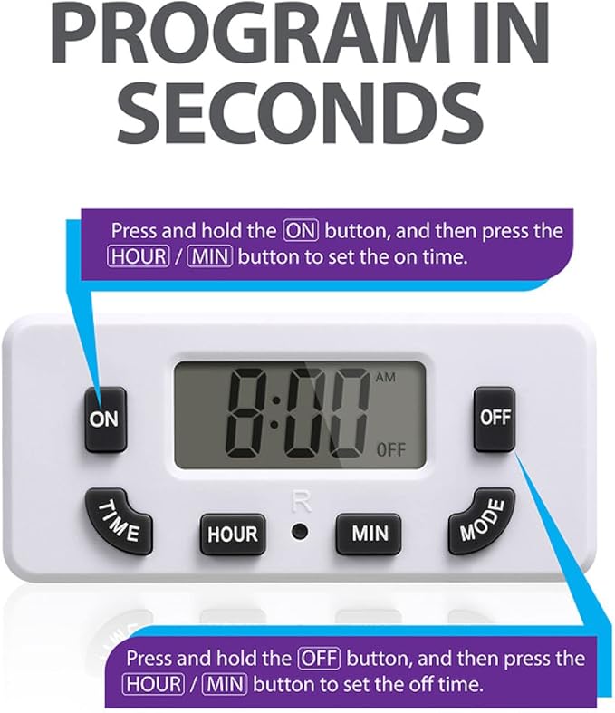 Fosmon Digital Timer for Electrical Outlets, Indoor 24 Hour Light Timer - Image 2