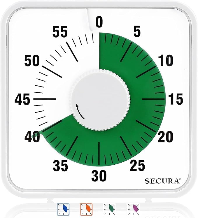 Secura 7.5 Inch Visual Timer, 60 Minute Oversize Visual Countdown Timer by Secura