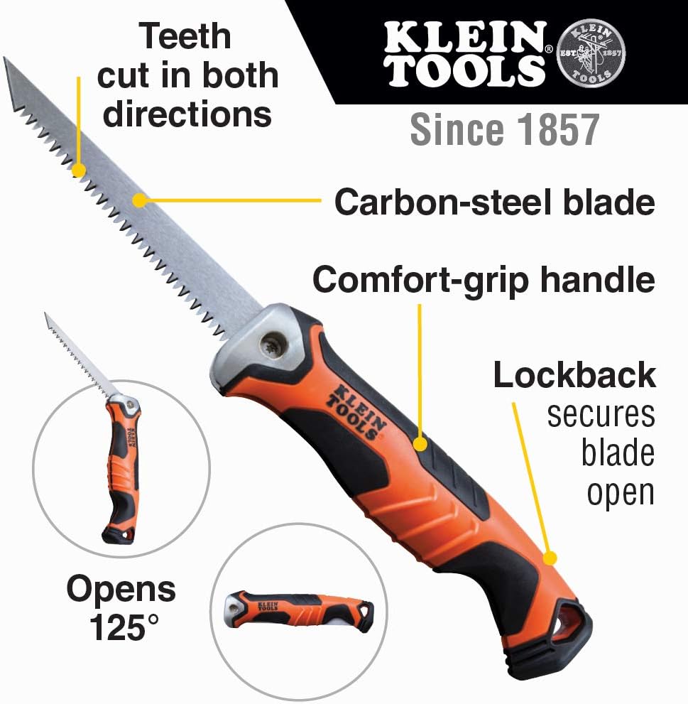 Klein Tools Folding Jab Saw 31737 and 11-in-1 Ratcheting Screwdriver/Nut Driver 32500HDRT Bundle