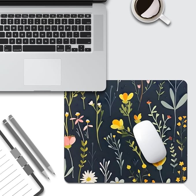 Dreamy Floral Pattern Square Mouse pad, Waterproof, Anti Slip Rubber Base - Image 5