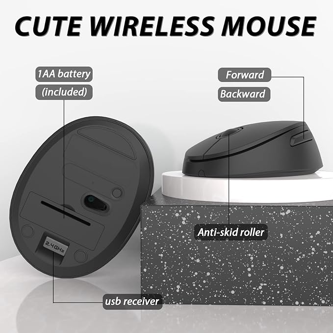 Wireless Keyboard and Mouse, KOOTOP Cute Black Keyboard and Mouse, 2.4G - Image 4