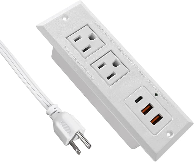 20W Recessed Power Strip USB C Fast Charge Desk Power Outlet Type C Flush by 4LEAF