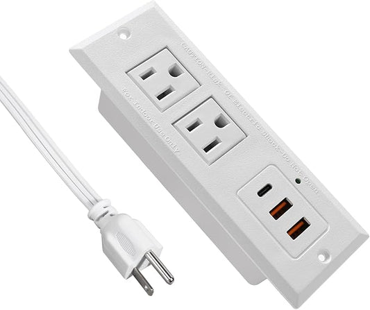 20W Recessed Power Strip USB C Fast Charge Desk Power Outlet Type C Flush by 4LEAF