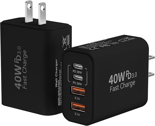 USB C Wall Fast Charger Block, 40W 4-Port Type C Chargers Fast Charging Blocks by Duloch