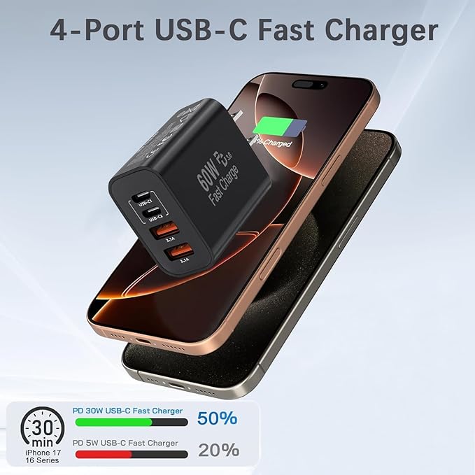 60W USB C Charger Block, iPad Pro/Air/Mini-Black - Image 2