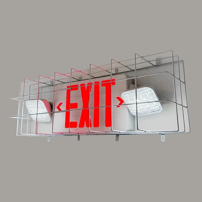 TANLUX Exit Sign Combo with Steel Cage, Square Light Head, Wall Mounted - Image 2