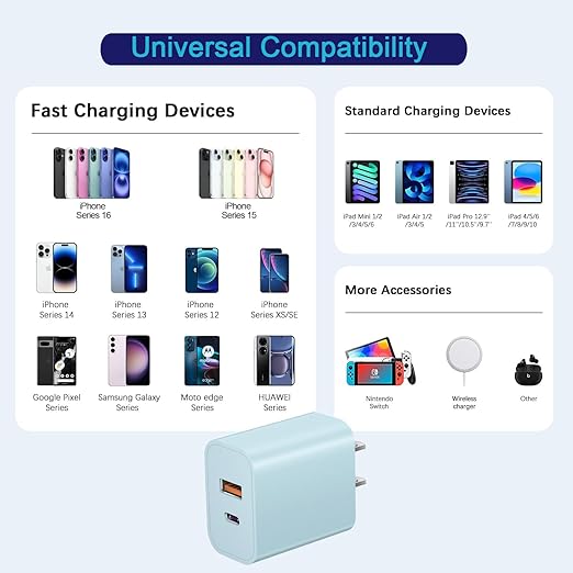 USB C Wall Charger Block, AirPods-Blue - Image 6