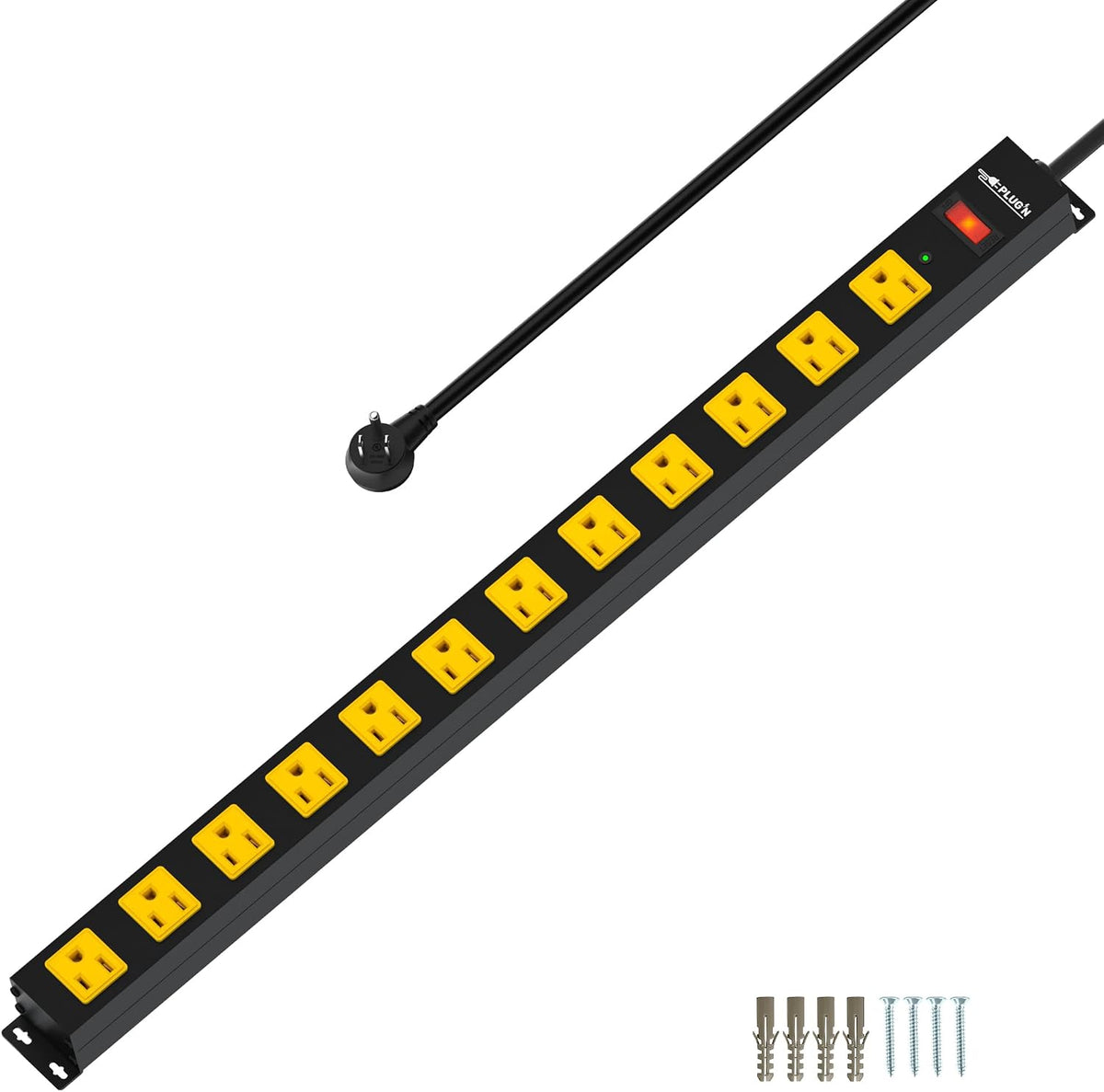 12 Outlet Long Power Strip, 2100 Joules Surge Protector, 6FT Power Cord
