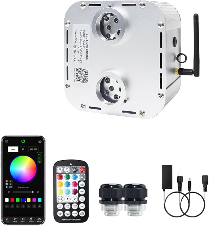 AZIMOM Dual Color 32W High Brightness Twinkle Fiber Optic Light Source RGBW by AZIMOM