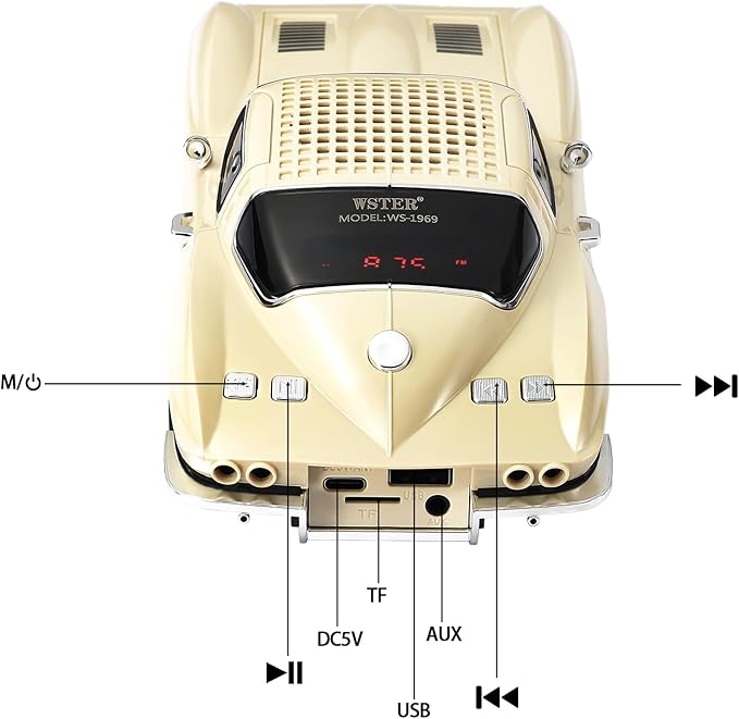 WSTER Retro American Style car Bluetooth Speaker, Portable Wireless Outdoor - Image 7