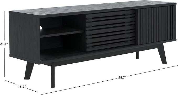 SAFAVIEH ESMA TV Stand for up to 65" Flatscreen – Black, Sliding Doors - Image 5