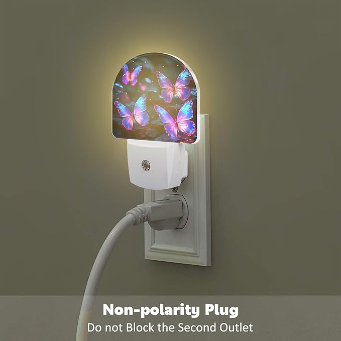 sndheke Glowing Purple Butterflies Night Light Plug into Wall, Neon Butterfly - Image 4