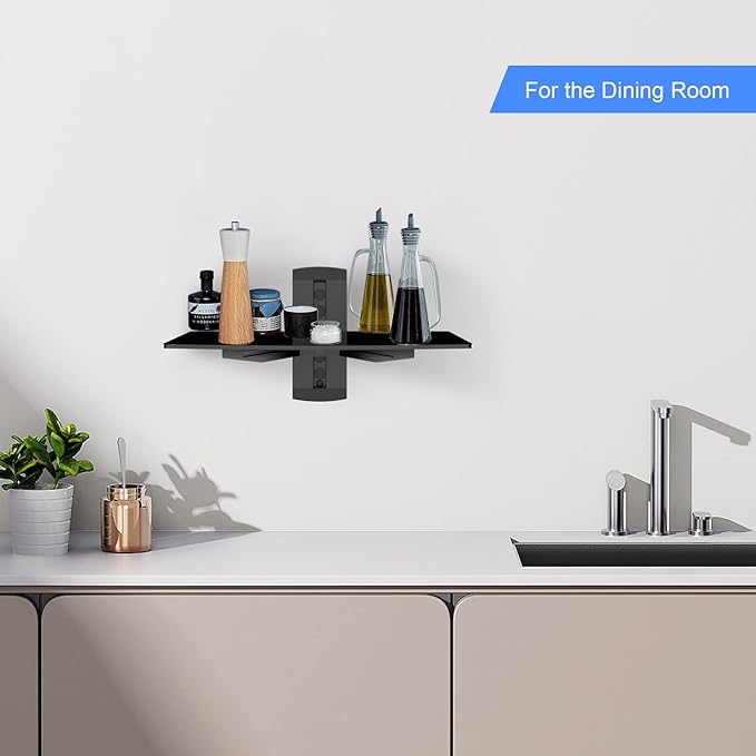 suptek Glass Floating Shelf, 1 Tier Media Shelf - Image 2
