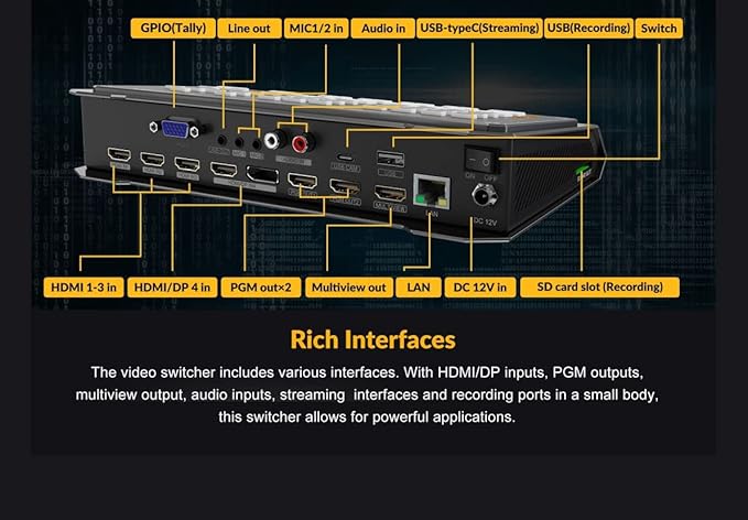 AVMATRIX HVS0401E Video Switcher Mixer 4 Channel SDI HDMI Inputs 2 Channel PGM - Image 6