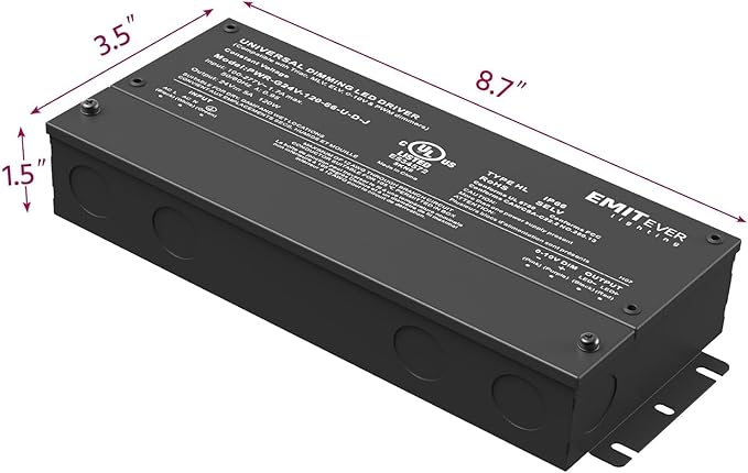 EMITEVER Dimmable Led Driver, 2 Packs 120W AC 110V-277V to DC 24V Transformer - Image 3