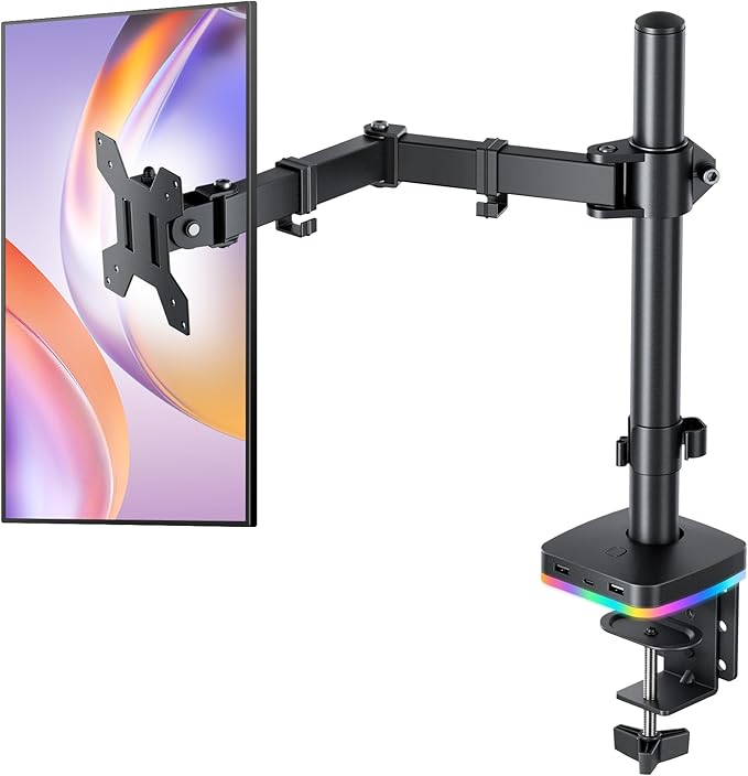 RGB Single Monitor Stand, Monitor Arm by HChookclasp
