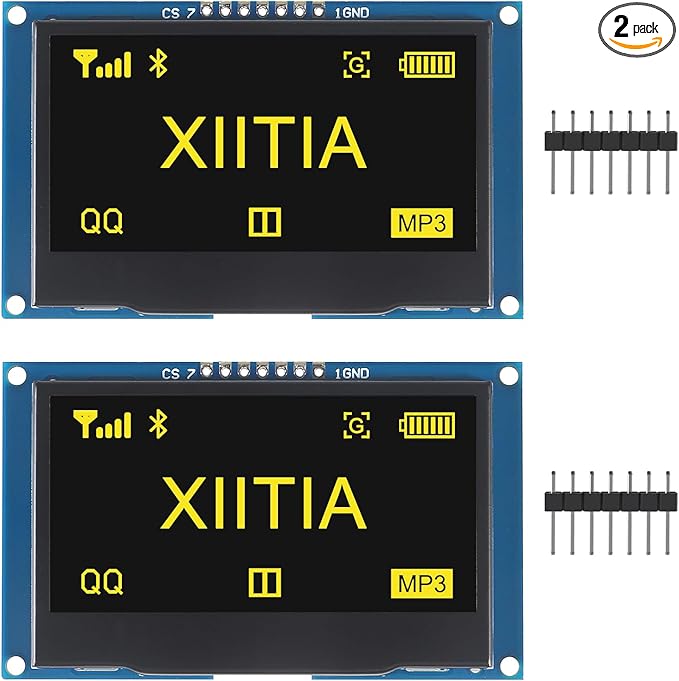 XIITIA 2pcs 2.42 inch 128x64 OLED LCD Display Module SSD1309 7 Pin SPI/IIC I2C by XIITIA