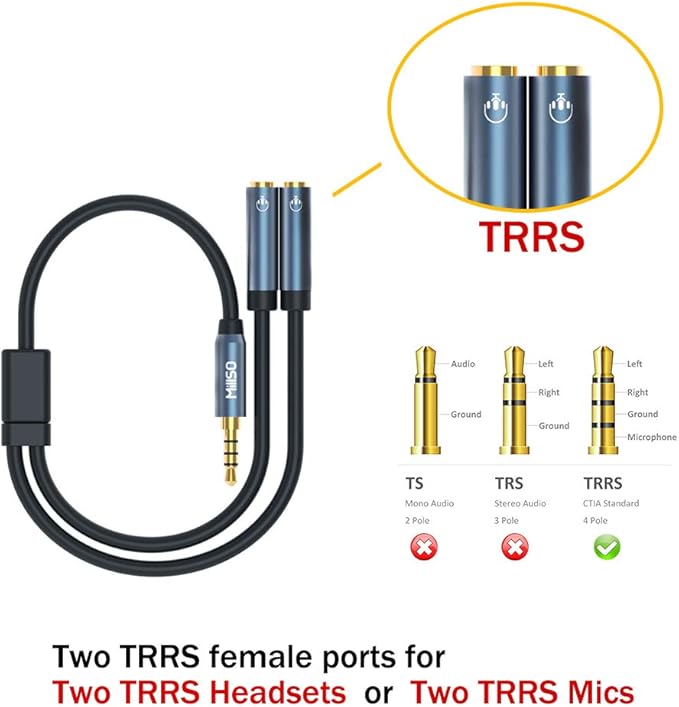 MillSO Headset Splitter for 2 TRRS Headphones or Mics 3 Feet 3.5mm Jack Adapter - Image 5
