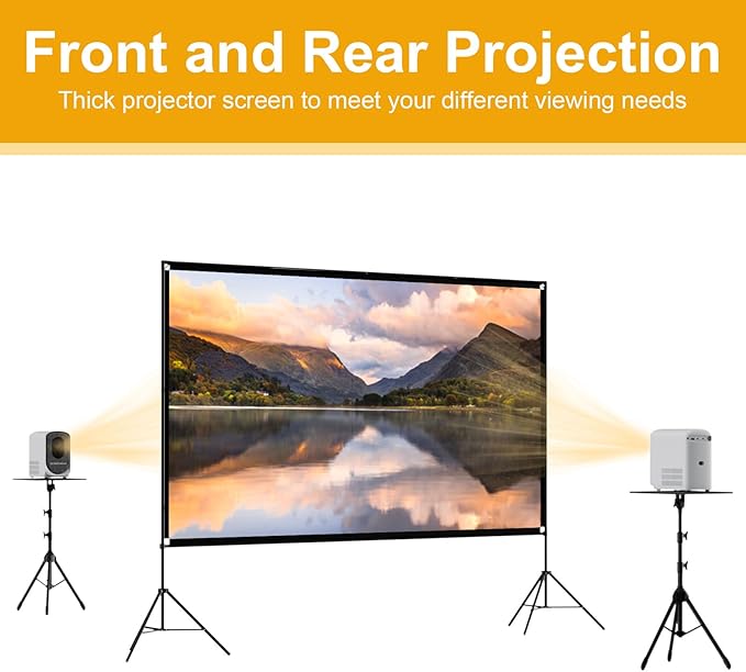 Outdoor Projector Screen with Stand, SCREENMAX 120 inch Foldable Projector - Image 6