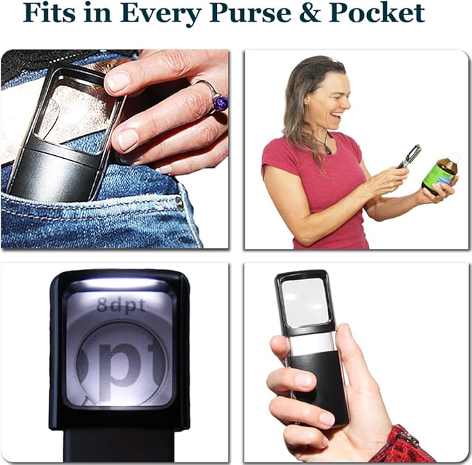 Small-Magnifying-Glass with LED-Light 3X Lighted-Pocket EasY Magnifier -Hand - Image 6