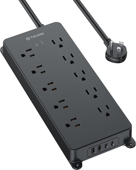 TROND Power Strip Surge Protector, ETL Listed, 10 Widely Spaced Outlets by TRONDOfficial