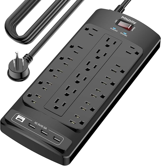 18 Outlets Surge Protector Power Strip by POWSAV