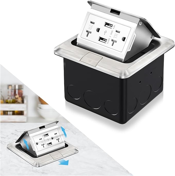 Vagueior Recessed Floor Electrical Outlet Kit, Waterproof Electrical Outlet by Vagueior