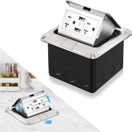 Vagueior Recessed Floor Electrical Outlet Kit, Waterproof Electrical Outlet by Vagueior