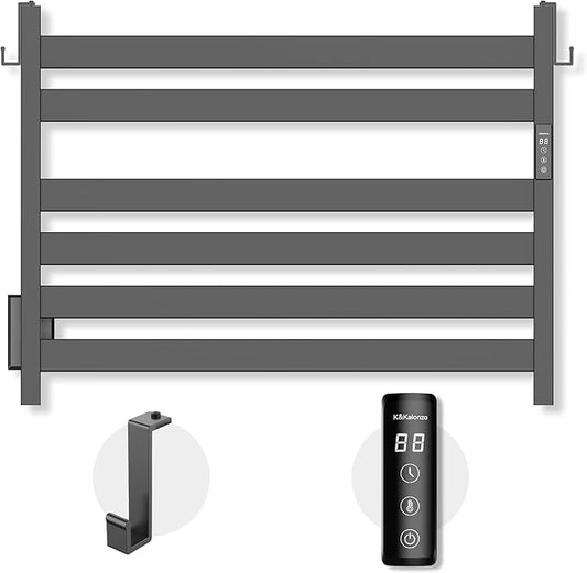 K&KALONZO Towel Warmer for Bathroom, Wall-Mounted 6-Bar Heated Towel Rack by KKALONZO