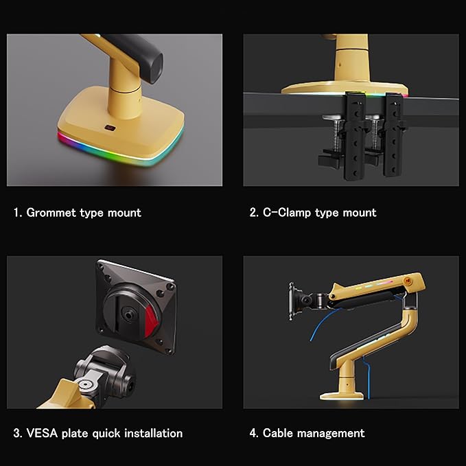 NB Gaming Monitor Arm or for 32 to 60 Inches Screen, Load up to 20 kg, VESA - Image 4