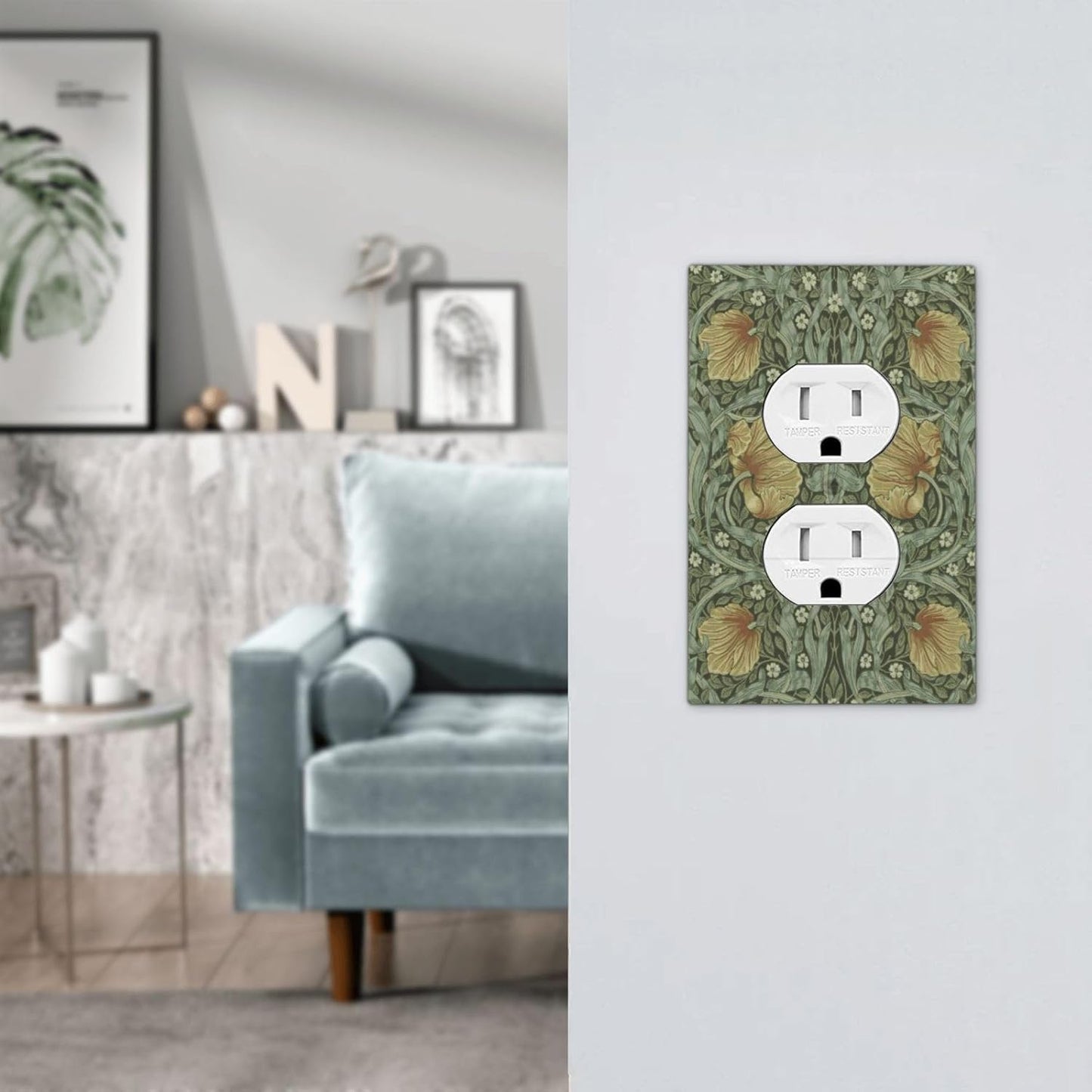 William Morris Flowers Vintage Flora Botanical Sage Outlet Covers 1 Gang Duplex Light Switch Cover Decorative Switch Plates Electrical Receptacle Faceplate Wall Plate for Bedroom Living Room Decor
